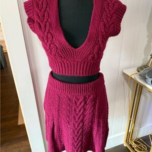 For Love And Lemons Burgundy Knit Dress